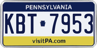 PA license plate KBT7953