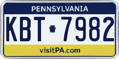 PA license plate KBT7982