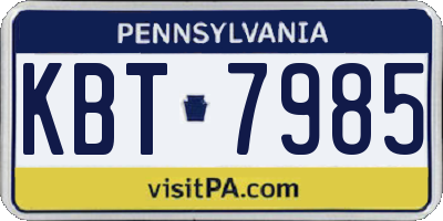 PA license plate KBT7985