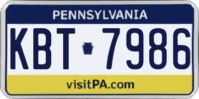 PA license plate KBT7986