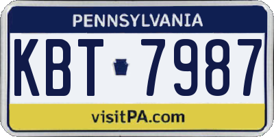 PA license plate KBT7987