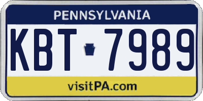 PA license plate KBT7989