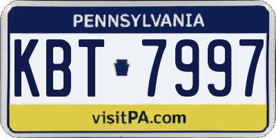 PA license plate KBT7997