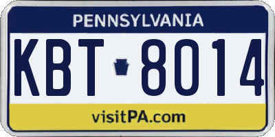 PA license plate KBT8014
