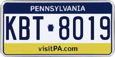 PA license plate KBT8019