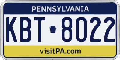PA license plate KBT8022