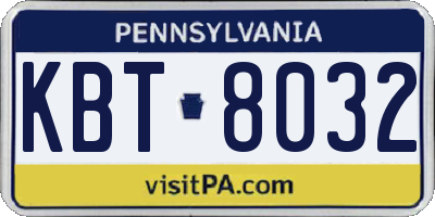 PA license plate KBT8032
