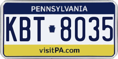 PA license plate KBT8035