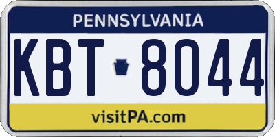 PA license plate KBT8044