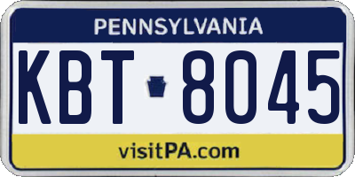 PA license plate KBT8045