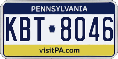 PA license plate KBT8046
