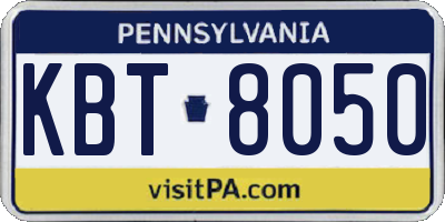 PA license plate KBT8050