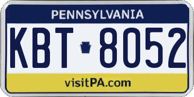 PA license plate KBT8052