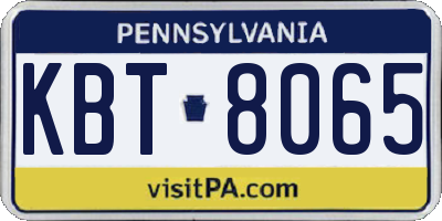 PA license plate KBT8065