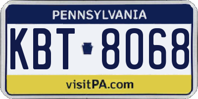 PA license plate KBT8068