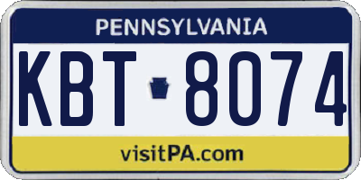 PA license plate KBT8074