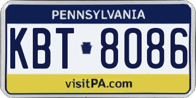 PA license plate KBT8086