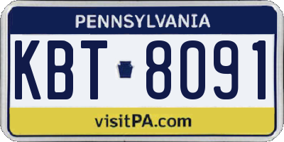 PA license plate KBT8091