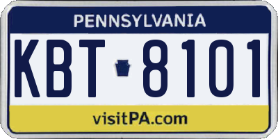 PA license plate KBT8101