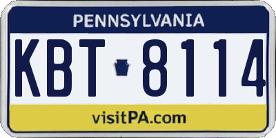 PA license plate KBT8114