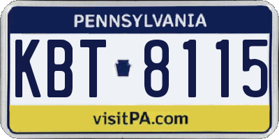 PA license plate KBT8115