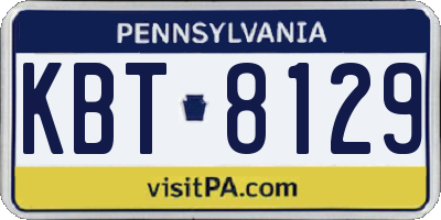 PA license plate KBT8129