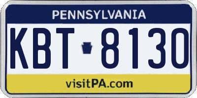 PA license plate KBT8130