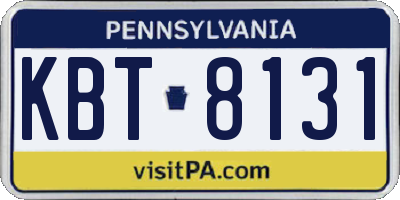 PA license plate KBT8131