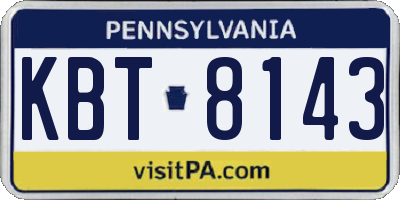 PA license plate KBT8143