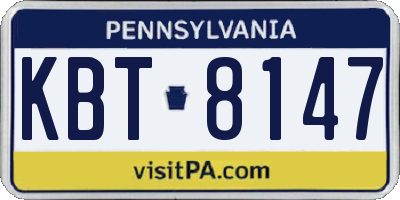 PA license plate KBT8147