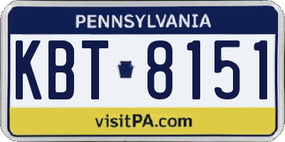 PA license plate KBT8151