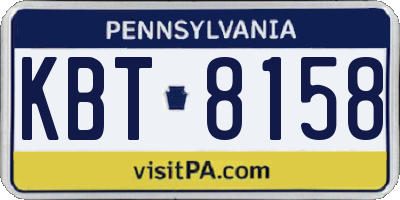 PA license plate KBT8158
