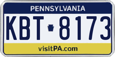 PA license plate KBT8173