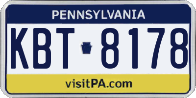 PA license plate KBT8178