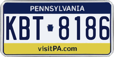 PA license plate KBT8186