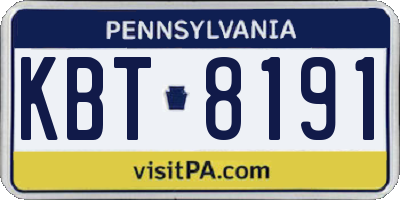 PA license plate KBT8191