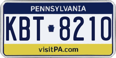 PA license plate KBT8210