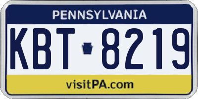 PA license plate KBT8219