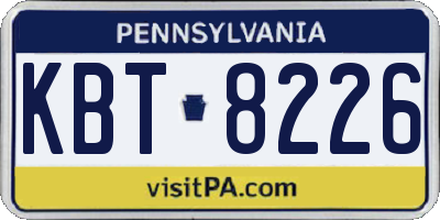 PA license plate KBT8226