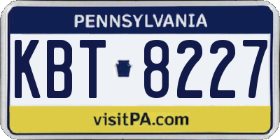 PA license plate KBT8227