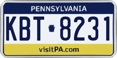 PA license plate KBT8231