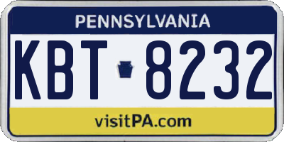PA license plate KBT8232
