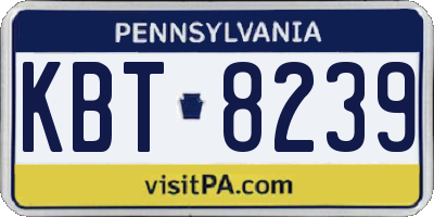PA license plate KBT8239