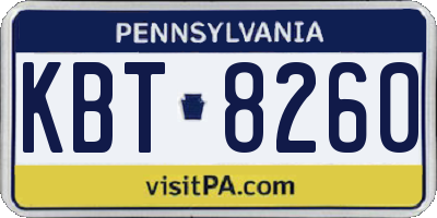 PA license plate KBT8260