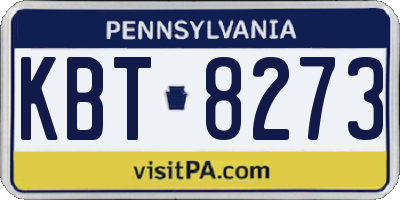 PA license plate KBT8273