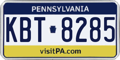 PA license plate KBT8285