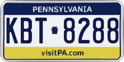 PA license plate KBT8288