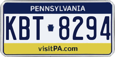 PA license plate KBT8294