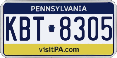PA license plate KBT8305