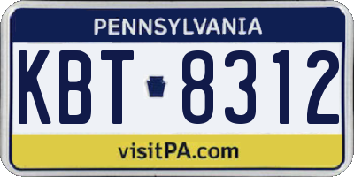 PA license plate KBT8312